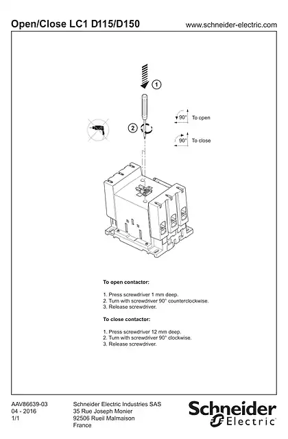 schneider施耐德Open_Close LC1 F115_F150 contactors